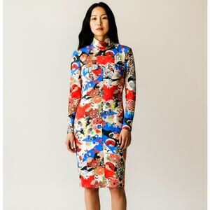 NUVULA NWT Nikita Atelier Floral Print Midi Dress Small Avant Garde Artwear